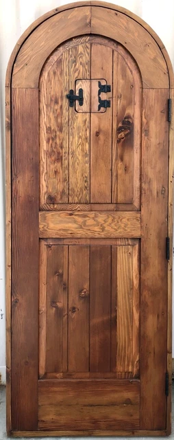 Rustic castle reclaimed lumber arched old growth Doug Fir solid door winery 3