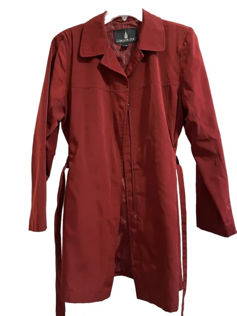 London Fog Women's Trench Jacket Size Lg in Deep Red Color