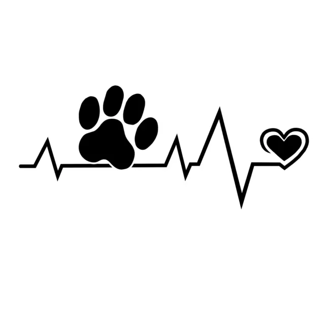 Pfote Herzschlag Liebe - 2 Stück Aufkleber Folie Tattoo Tier Hund Katze V2