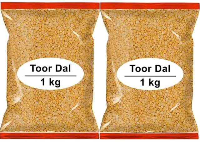 2kg - 2 Pack x 2- Toor Dal Lentils Arhar Dal Split Pigeon Peas - Premium Quality