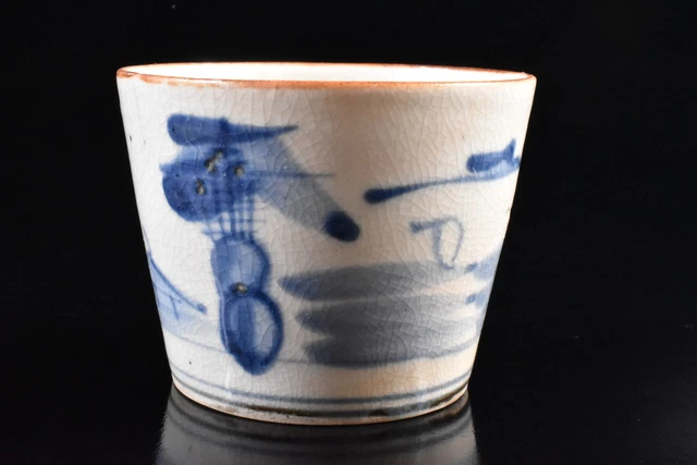M1515: Japanese Old Imari-ware Blue&White Landscape SOBA CUP Sobachoko