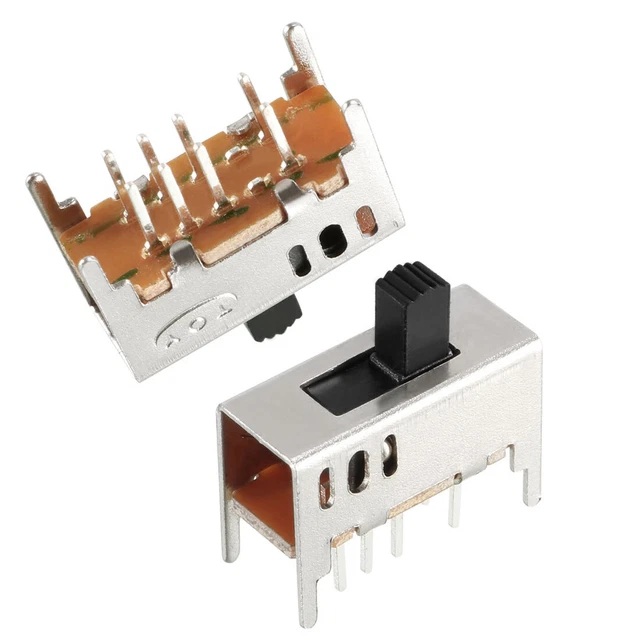 50 pezzi interruttore a scorrimento verticale 5 mm DP3T 2P3T 8 terminali piastra PCB