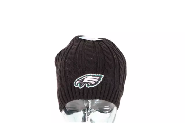 NOS Vtg Philadelphia Eagles Football Fleece Lined Knit Beanie Hat Womens Black