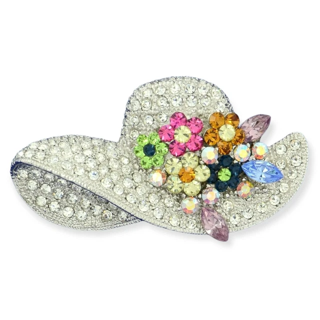 Broche Feuille Et Fleur Nadari – Argent Et Pierres Multicolores – Neuf Avec écrin