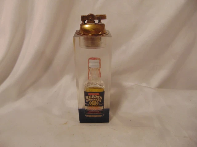 RARE 1980 New England Jim Beam Club 10th Birthday Acrylic Enclosed Table Lighter