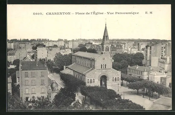 CPA Charenton, Place de l'Église, Panoramic View
