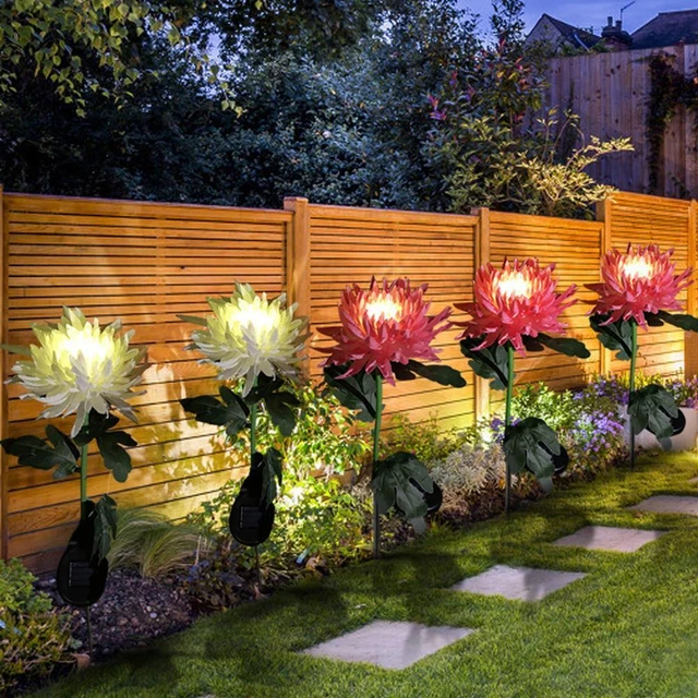 Luce Crisantemo Artificiale LED Esterno Giardino Cortile Simulazione Fiore