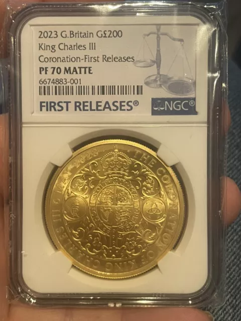 2023 King Charles III Coronation NGC PF70 MATTE VERSION £200 2oz Gold Proof Coin