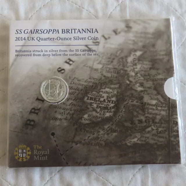 2014 SS GAIRSOPPA BRITANNIA 1/4oz  .999 FINE SILVER 50p - still mint sealed pack