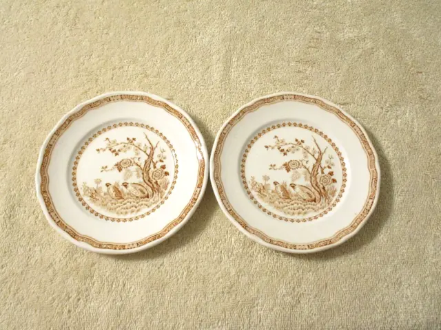 Furnivals Brown Quail Standing 5-7/8" Bread And Butter Plates-England-Set Of 2