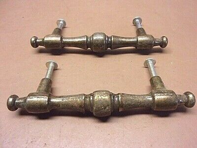 Vtg Pair of CAST BRASS STRAIGHT DRAWER PULLS 4 1/2" Wide w/Mounting Hardware