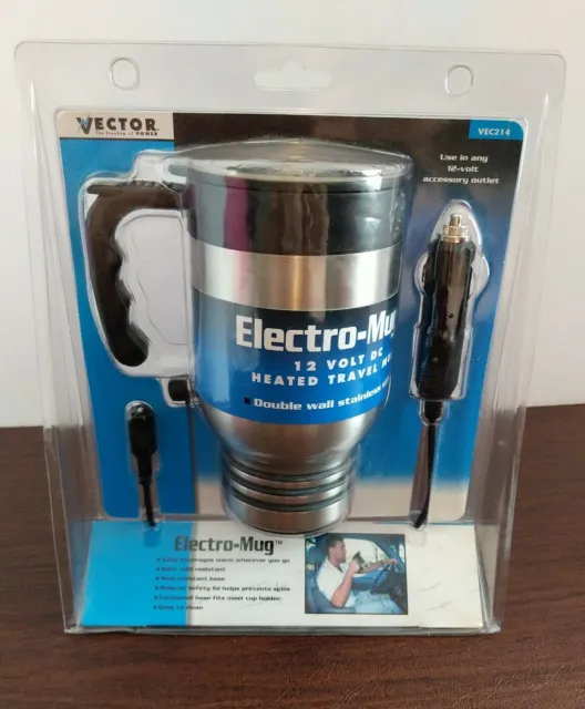 ELectro Heated Travel Mug 12 Volt DC Double Walled Stainless Steel NEW Christmas