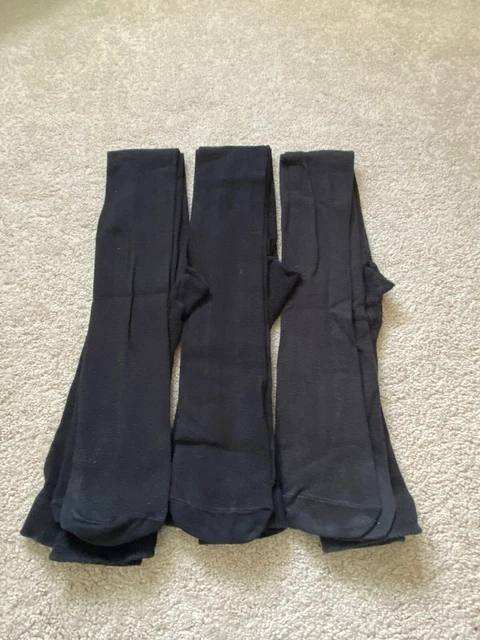 Kids Girls Marks and Spencer 3 pack Black School Thick Tights Age 9-10