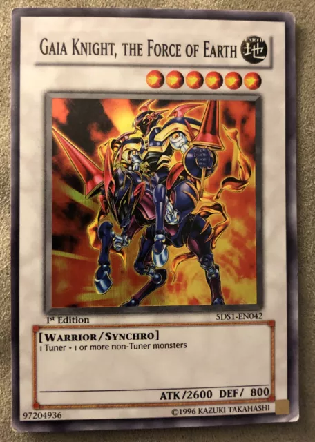 1996 Yu-Gi-Oh! Gaia Knight, The Force of Earth 1st Edition 5DS1-EN042 Low-Grade