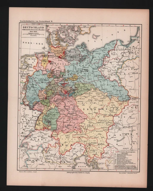 LANDKARTE MAP 1905 Deutschland. 1815 bis 1866 EUR 19,99 PicClick IT