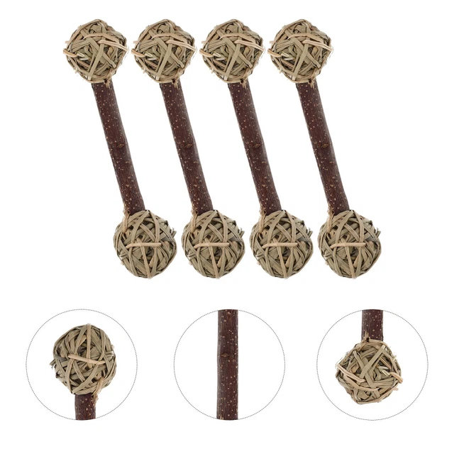 4 Pcs Hamster Molar Rod Wooden Guinea Pig Toys Teething Rabbit Food Snack
