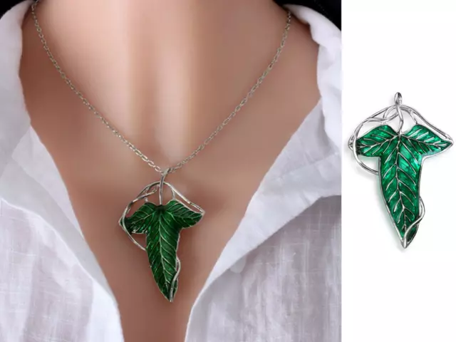 Collana Foglia Di Lorien Signore Degli Anelli Hobbit Spilla Elfica Lord Of Rings