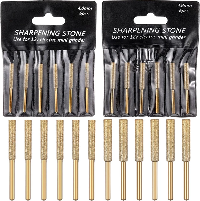 12Pcs Diamond Chainsaw Sharpener Burr Grinding Stone File 5/32" 3/16" 7/32"