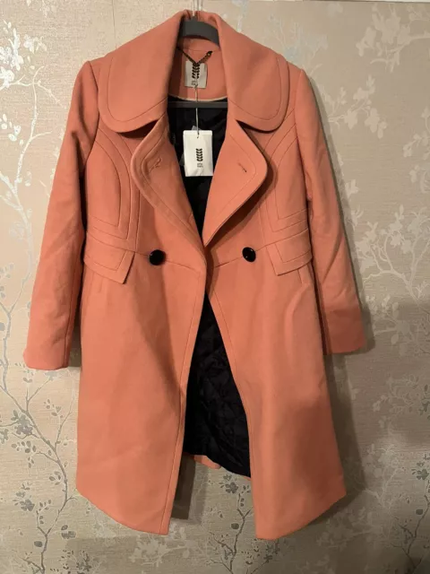 Orla Kiely Tailored Crepe Coat Pink Size Uk 10 Rrp £495