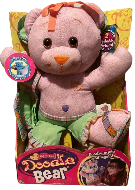 Original Tyco Doodle Bear Vintage 1995 Pink Kid's Toy Write On W Markers