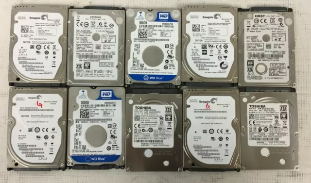 Lot of 10  500GB  Mixed Brand  2.5" SATA HDD