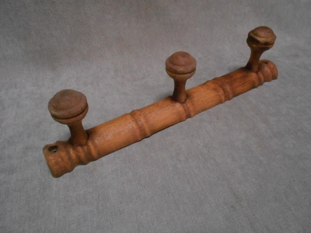 French Vintage WOOD Coat & Hat Rack Clothing Hanger 2