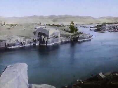 Shore of the Nile River Near Aswan, Egypt, Circa 1910 Magic Lantern Glass Slide