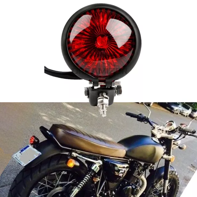 Retro Motorrad LED Rücklicht Bremsleuchte Schwarz Custom Old School Bobber Cafe