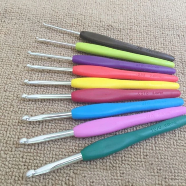 Kit de ganchos de ganchillo con mango de silicona coloridos para tejer 9 piezas
