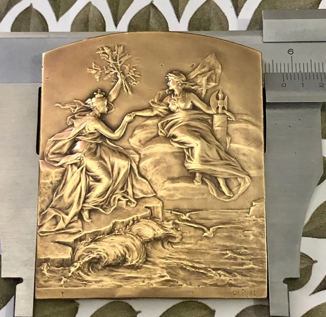 Medaille Plaque En Bronze Pillet Art Deco Nouveau Medal  Exposition Londres 