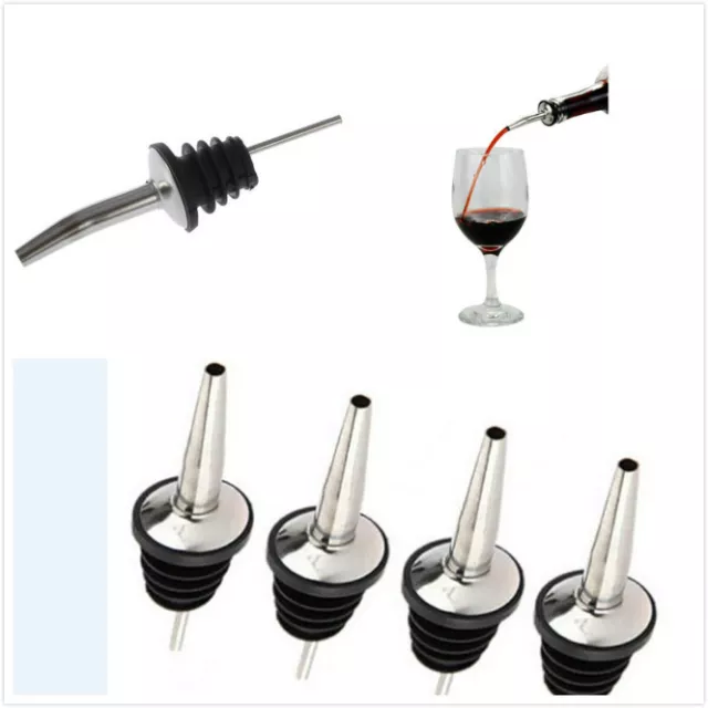 4x Stainless Steel Liquor Spirit Pourer Wine Bottle Pour Spout Stopper H_S5