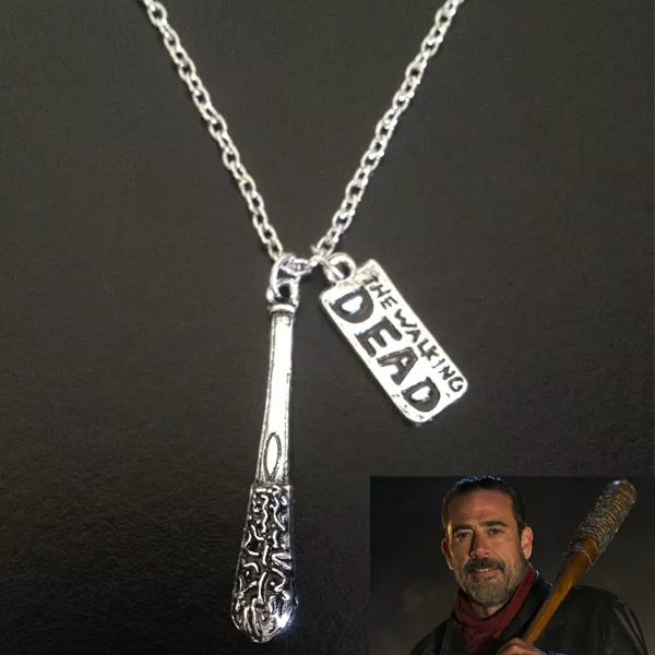 The Walking Dead Season 7 Negan's Bat Lucille and Logo Silver Necklace