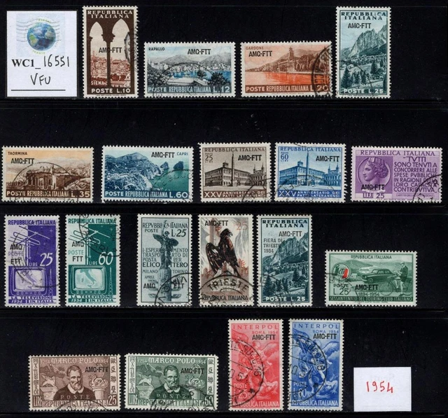 WC1_16551. ITALY: TRIESTE AMG FTT. Valuable lot of 1954 stamps & sets. Used
