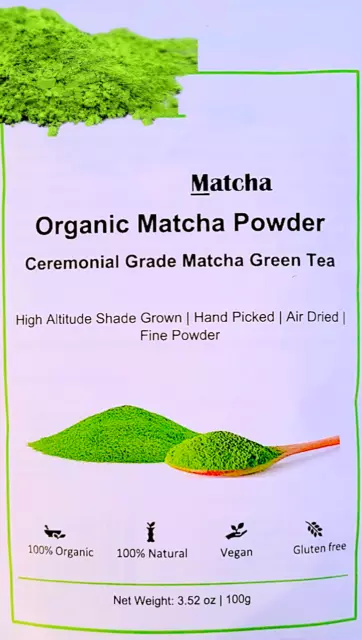 Té Verde Matcha en polvo 100g. (Australian NASAA Organic) Ceremonial Té Matcha