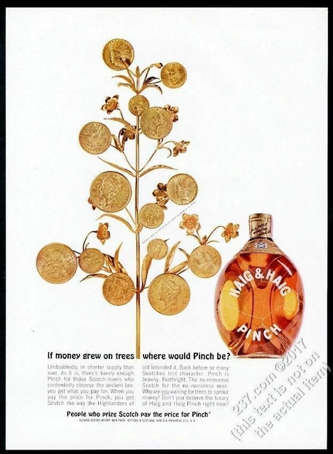 1963 Tiffany's gold vermeil money tree photo Haig & Haig Pinch Scotch whisky ad