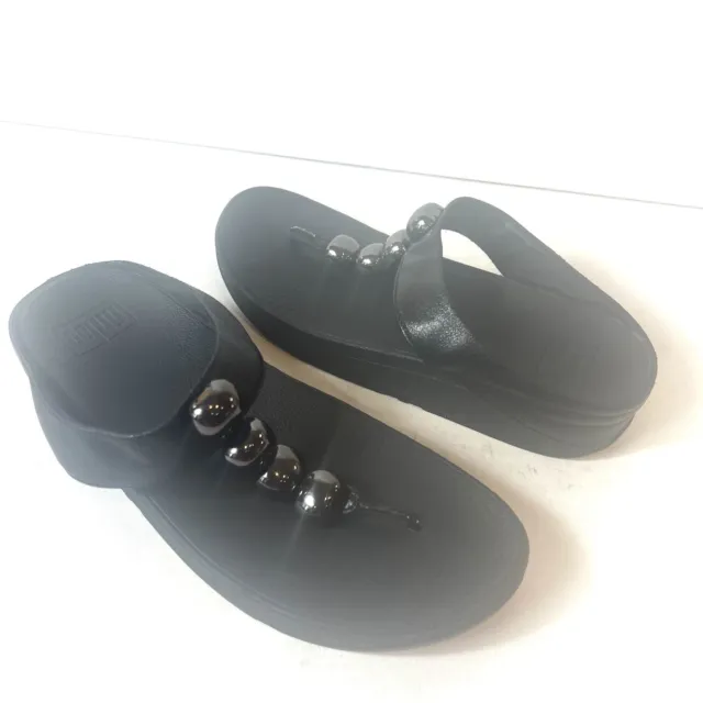 FitFlop Black Thong Flip Flop Summer Sandals Women Size 8 Comfort Casual Slip On 2
