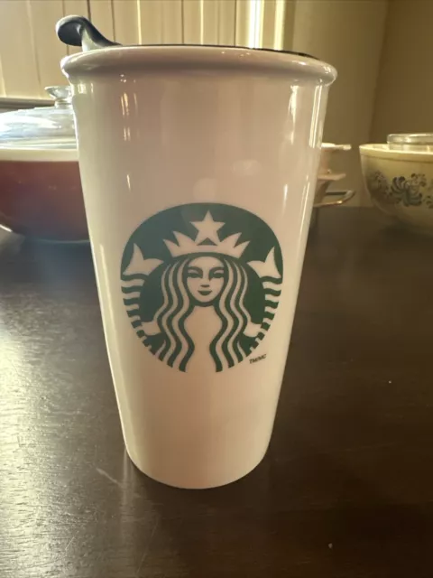 2011 Starbucks Termo Ceramic Travel Tumbler Coffee Mug With Lid 12 oz To Go  Cup