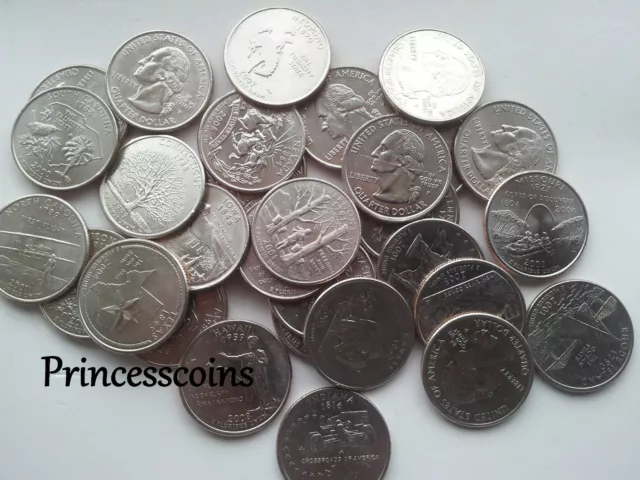 Selection Of 1999-2009 N To W Us State Quarters / 25 Cents Coins