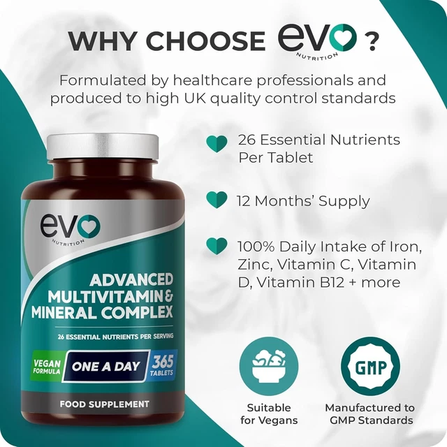 MULTIVITAMINS & MINERALS 365 Vegan Multivitamin Tablets 1 Year Supply