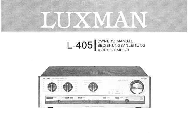 Bedienungsanleitung-Operating Instructions pour Luxman L-405
