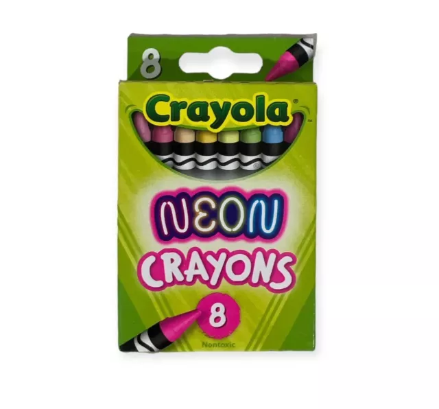 Two Boxes Of Crayola 8 Ct Neon Crayons NEW in Box 8 Neon Crayons