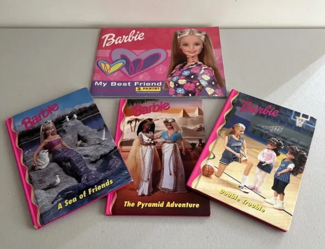 Vtg 3 Barbie & friends book club Books Grolier Sticker Book Panini Bundle Set