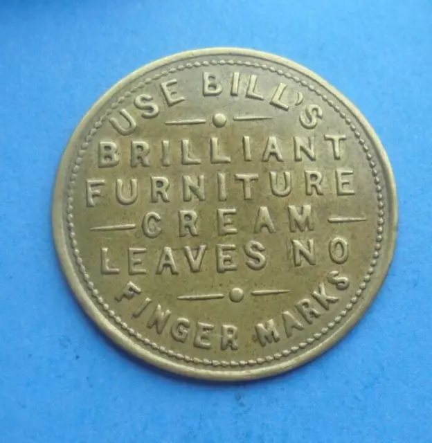 Bill's of Walsall Advertising Brass Token, oil Blacking & Furniture Cream 25mm.