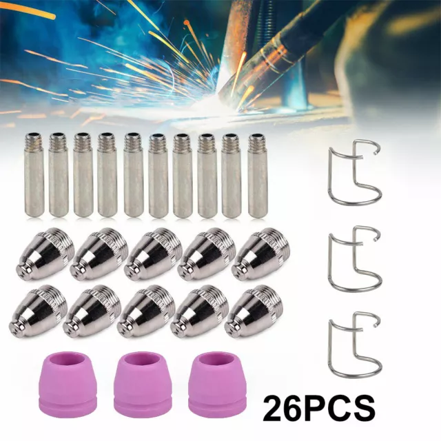 26PCS Plasma Cutter Consumables Kit Cutting Torch Tip Nozzle SG-55 AG-60 WSD-60P