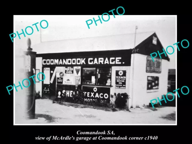 OLD LARGE HISTORIC PHOTO OF COOMANDOOK SA THE McARDLES TEXACO GARAGE c1940