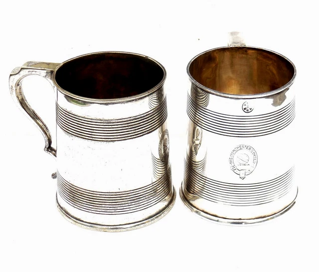 Pair of 2 Antique C19th Victorian PINT MUG Tankards James Dixon & Sons Sheffield