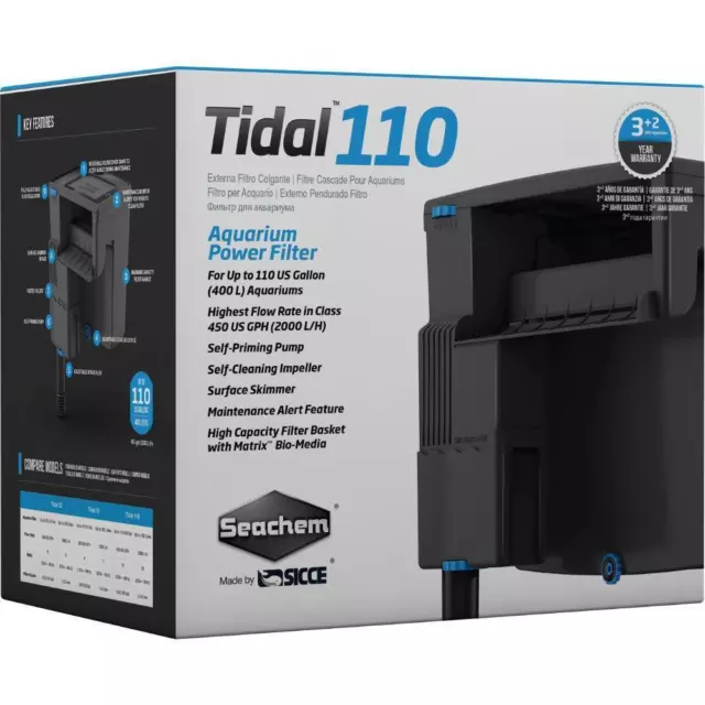 SEACHEM TIDAL 110 HOB POWER FILTER by SICCE  ( UP TO 110 GALLON )