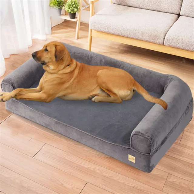 Jumbo Orthopedic Pet Dog Bed Extra Large Dog Bolster Sofa Bed Removable Cover XL
