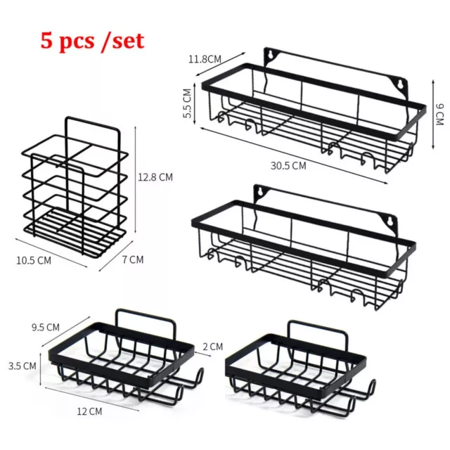 5 Pack/Set Shower Caddy Adhesive Shower Organizer for Bathroom Storage & Kitchen