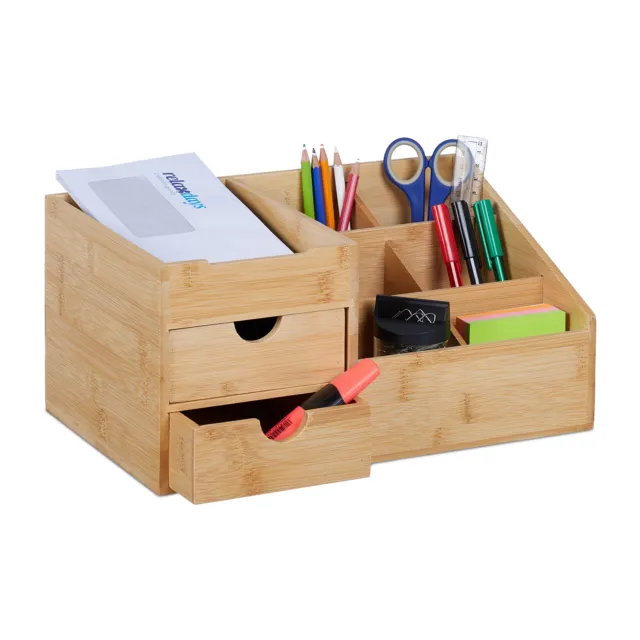 Schreibtisch Organizer Schreibtischorganisator Büromaterial Utensilienbox Bambus